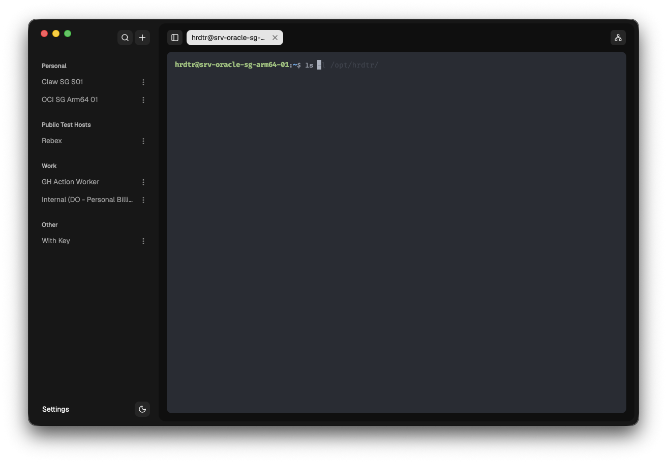 SSH terminal session